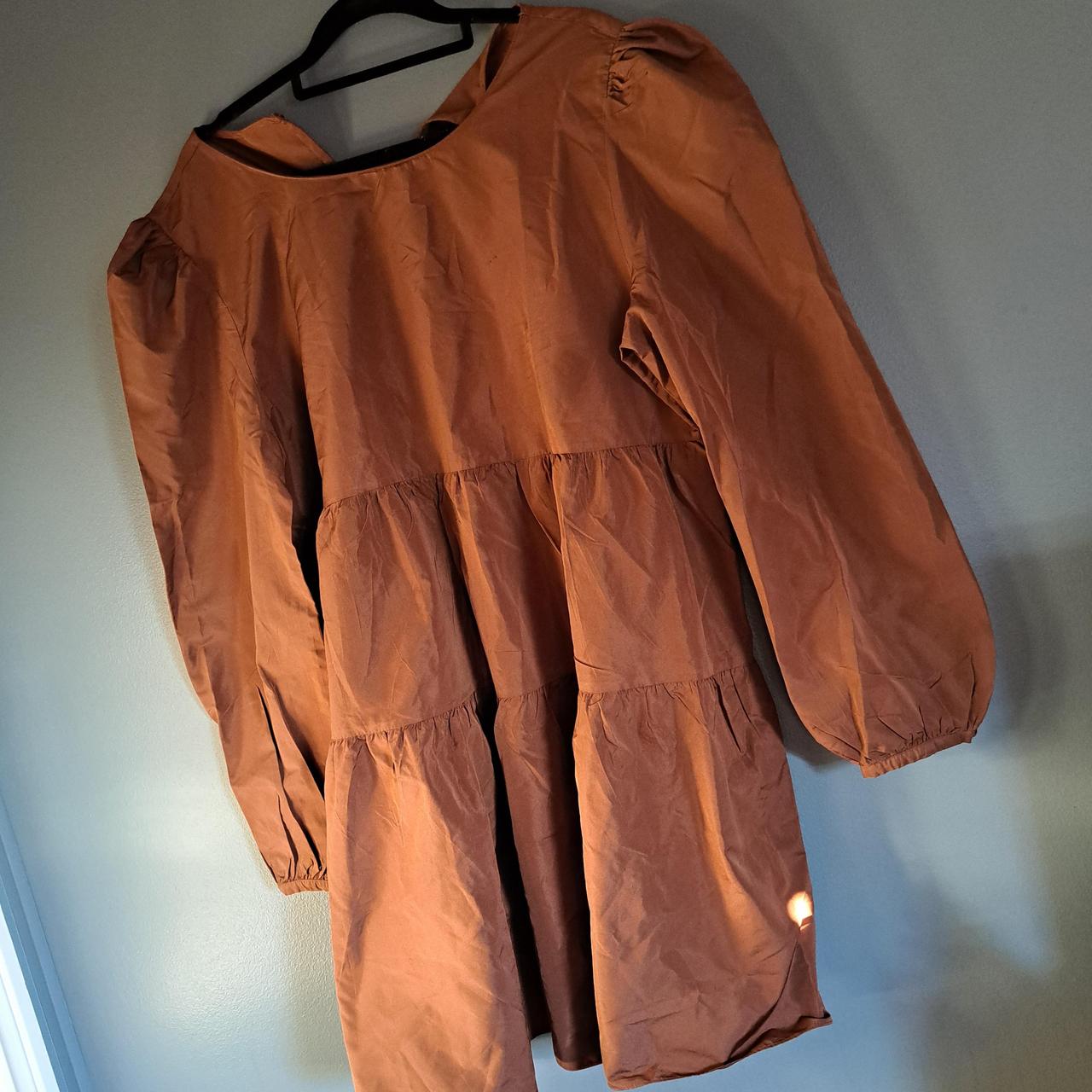 Flare casual Boho dress. Light brown/burgundy... Depop