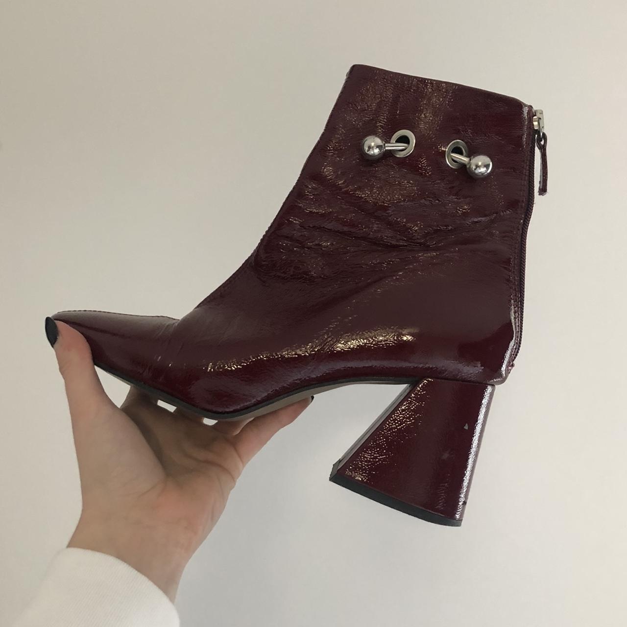 Topshop red store patent boots