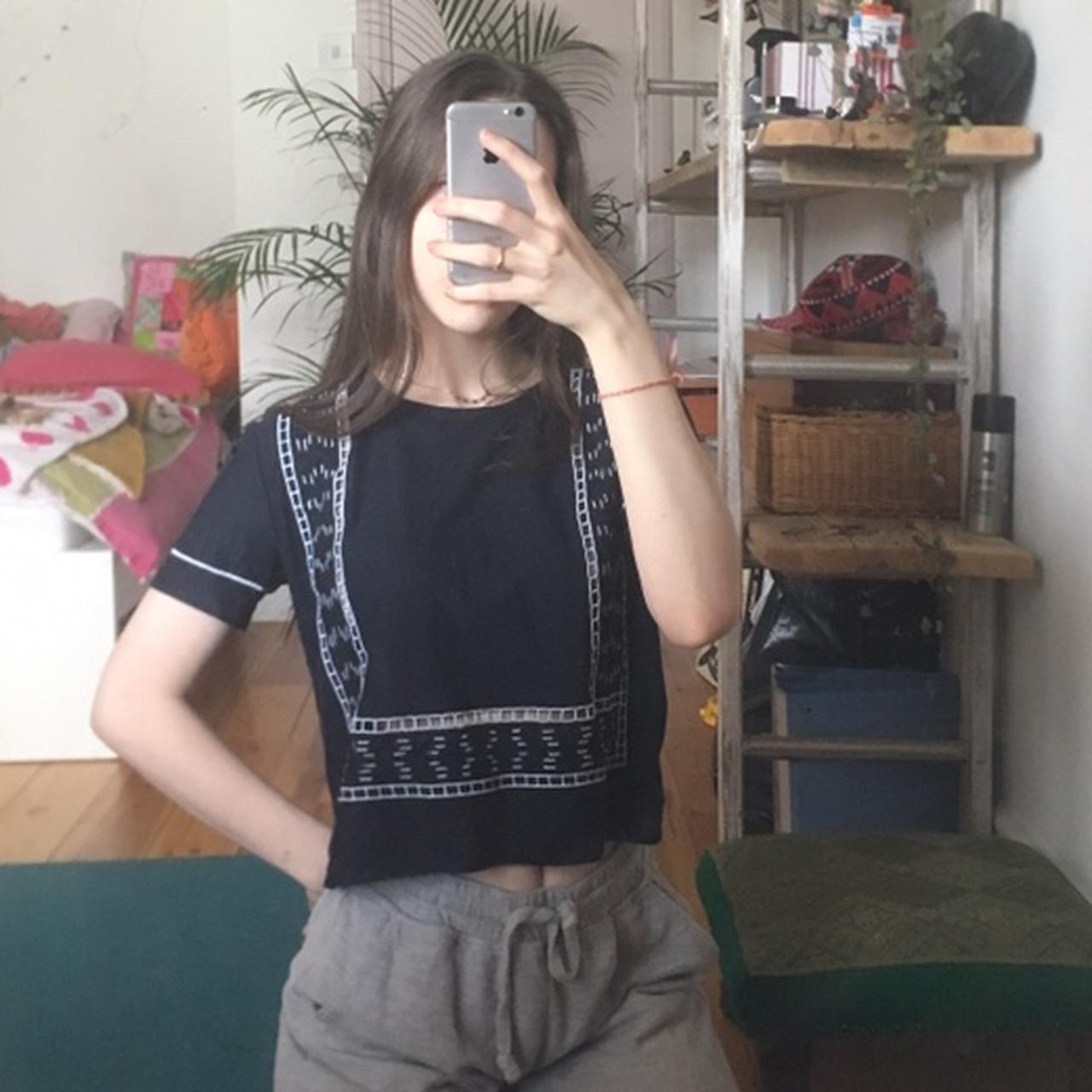 navy top with hole details from Topshop good... - Depop