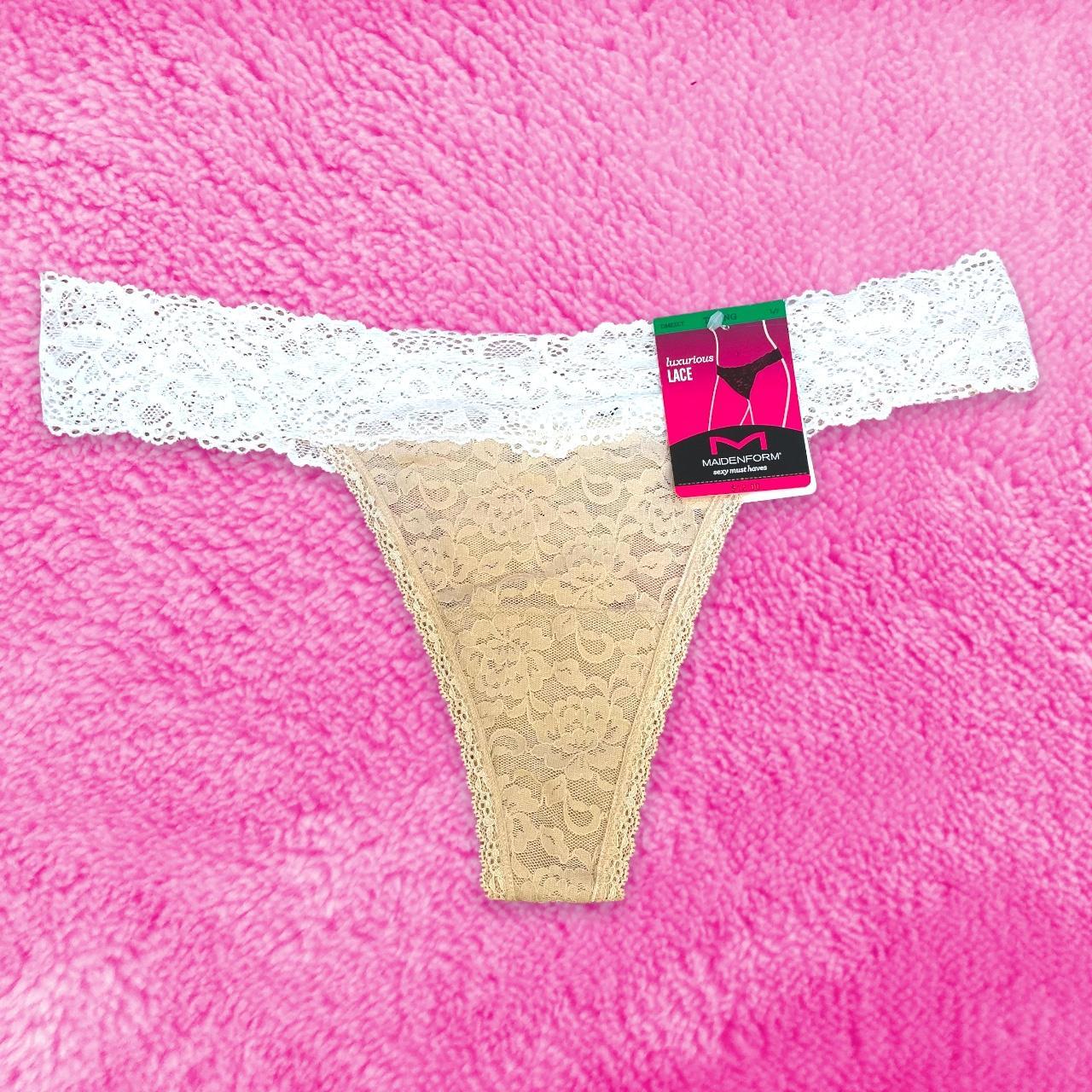 Beige Floral Lace Thong ~ size large ~ brand new - Depop