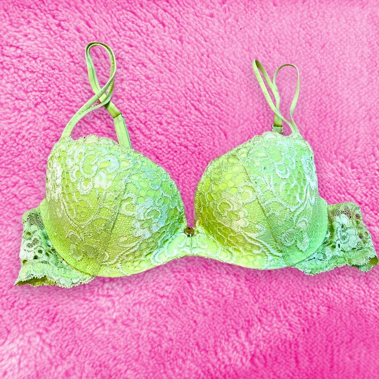 lime green lace bralette💚 tiny jewel in the center. - Depop