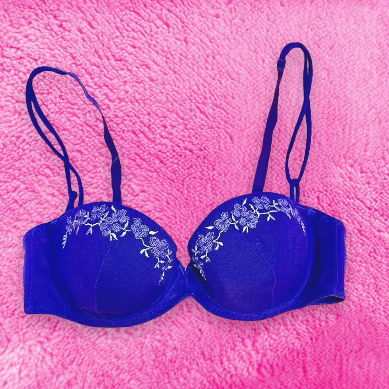Royal Purple Floral Bra size 34C excellent... Depop