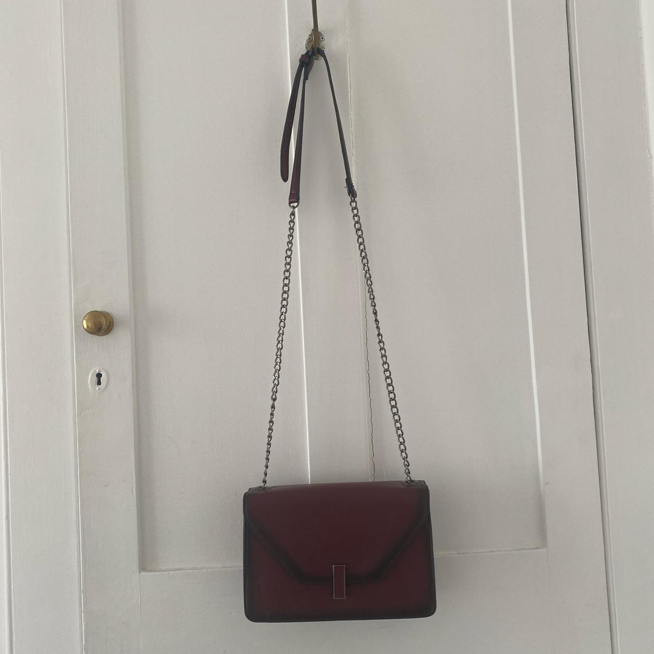 Dark Red Cross body purse with silver toned... Depop