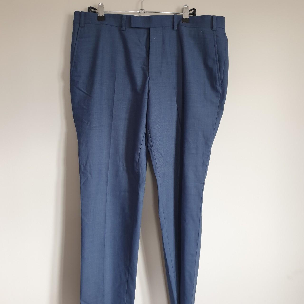 Moss bros 36 reg tailored fit chambray trousers.... - Depop