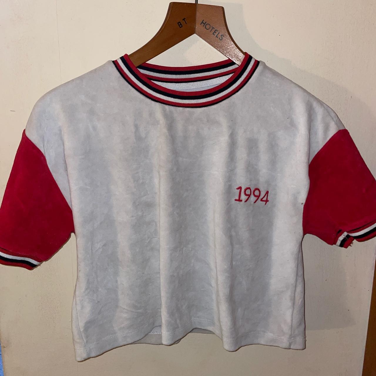 Urban Outfitters Women's White and Red Croptop Depop