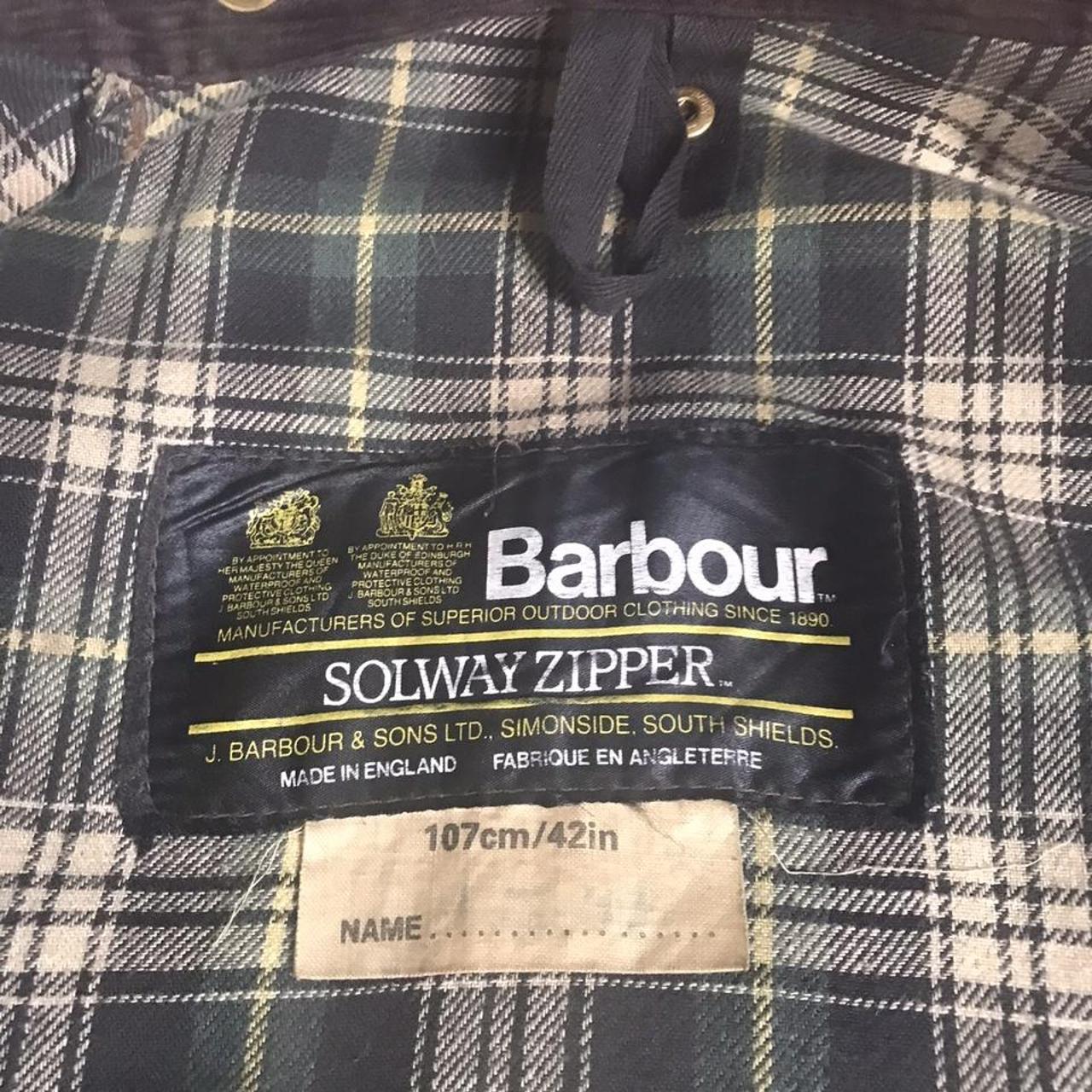 Vintage Barbour Solway Zipper Wax Cotton Belted... - Depop