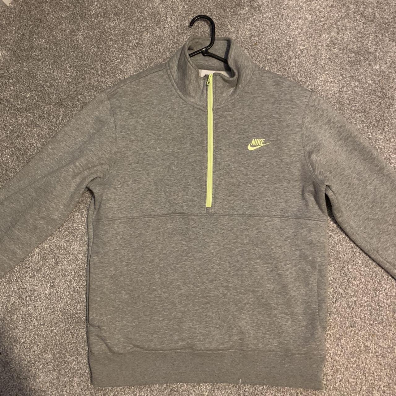 Nike Men's Grey and Green Jumper | Depop