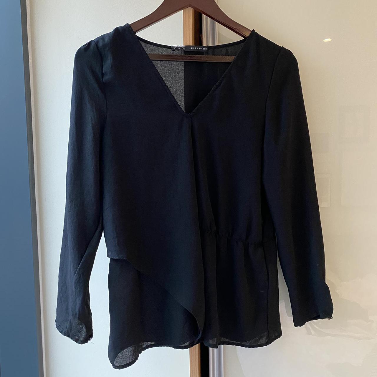 Zara black wide sleeve layered blouse size M (UK... - Depop