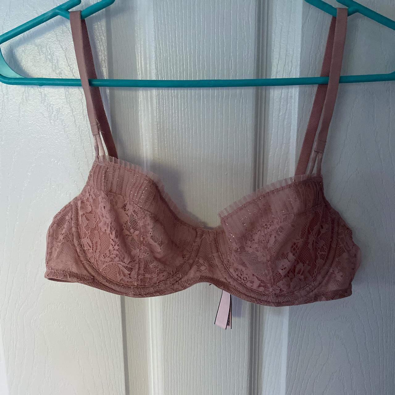 Victorias Secret lace sheer bra with glitter on the - Depop
