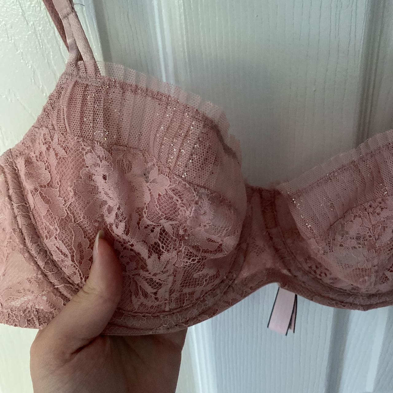 Victorias Secret lace sheer bra with glitter on the - Depop