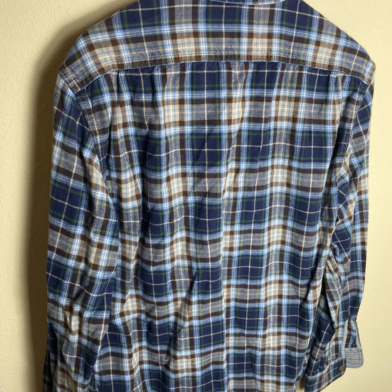 Vintage mens Gap Jeans flannel. Blue plaid, normal... Depop