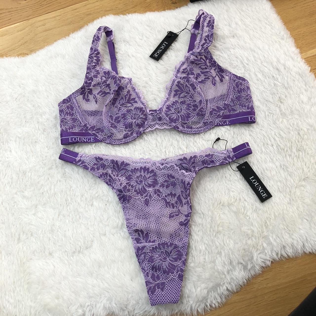 Lounge underwear purple luxe balcony bra and thong... - Depop
