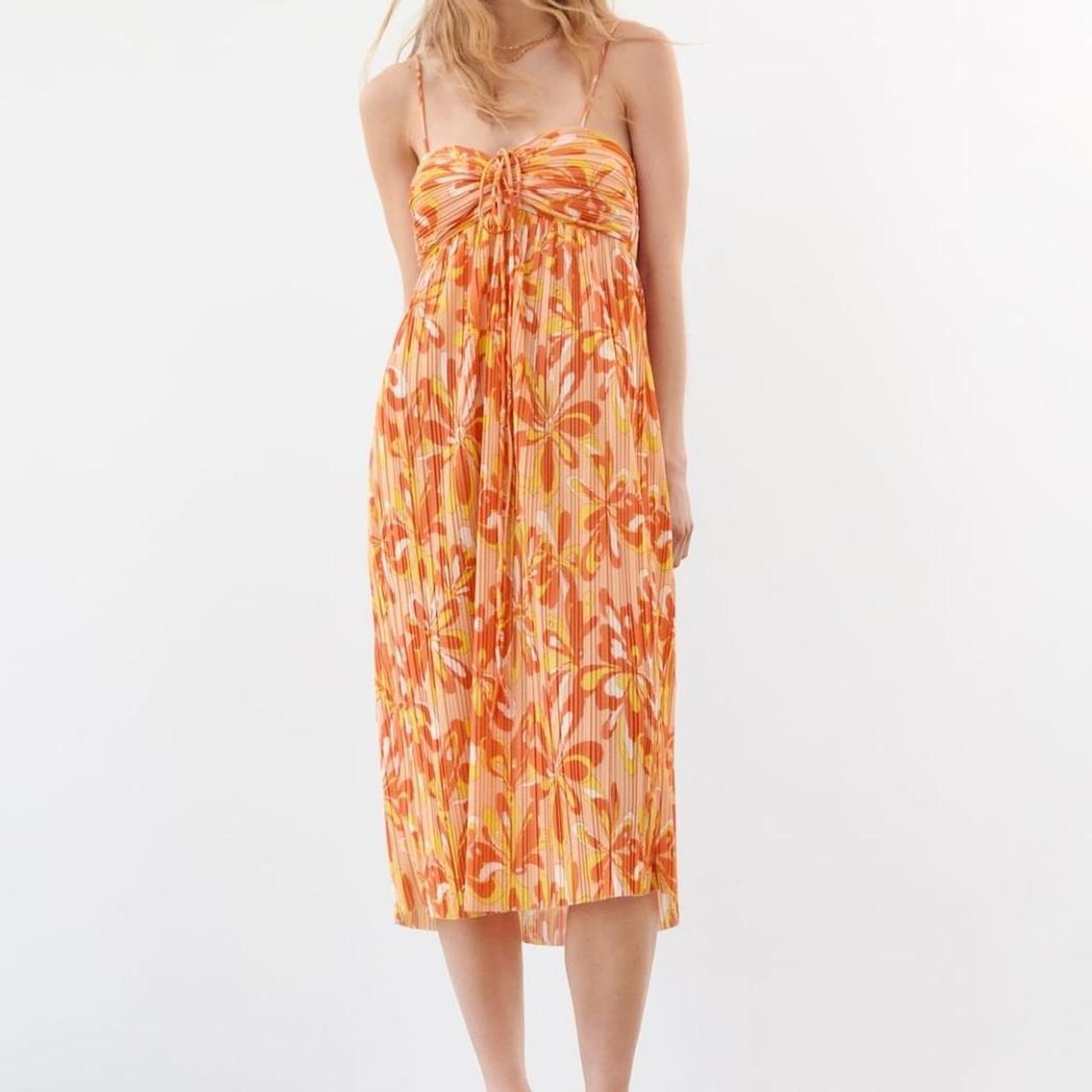 Zara Women's Orange Dress Depop