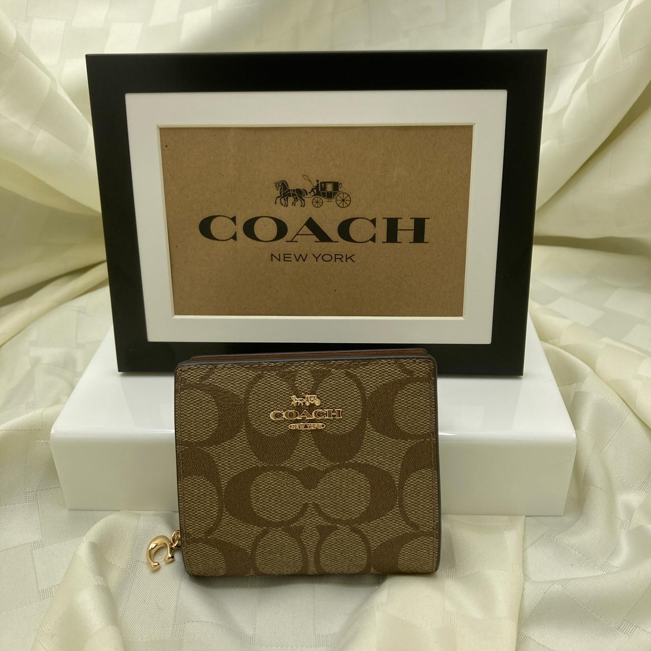 Coach Classic tan snap wallet in signature canvas