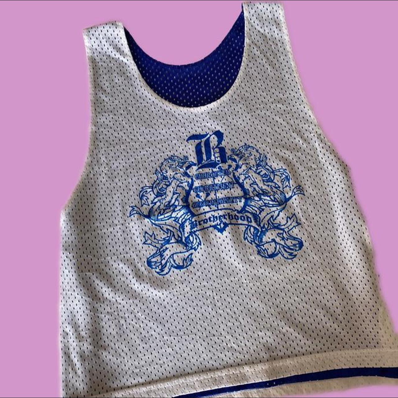 American Vintage Women's Blue and White Crop-top (2)