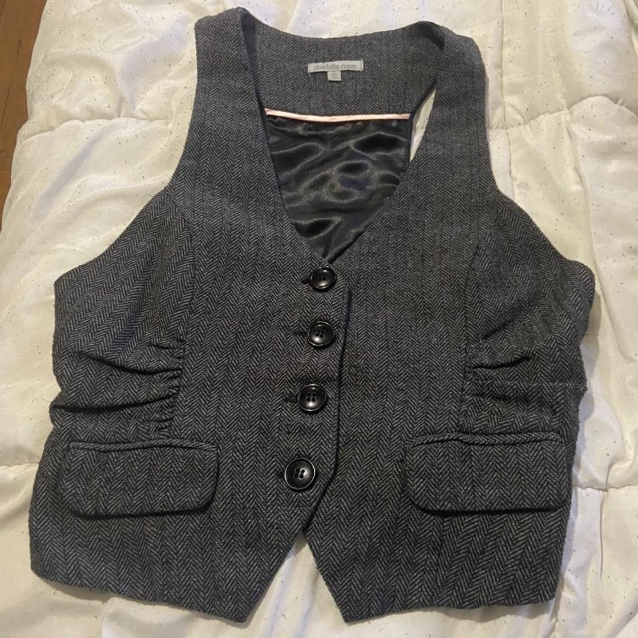 Charlotte Russe women’s button up vest. in very good... - Depop