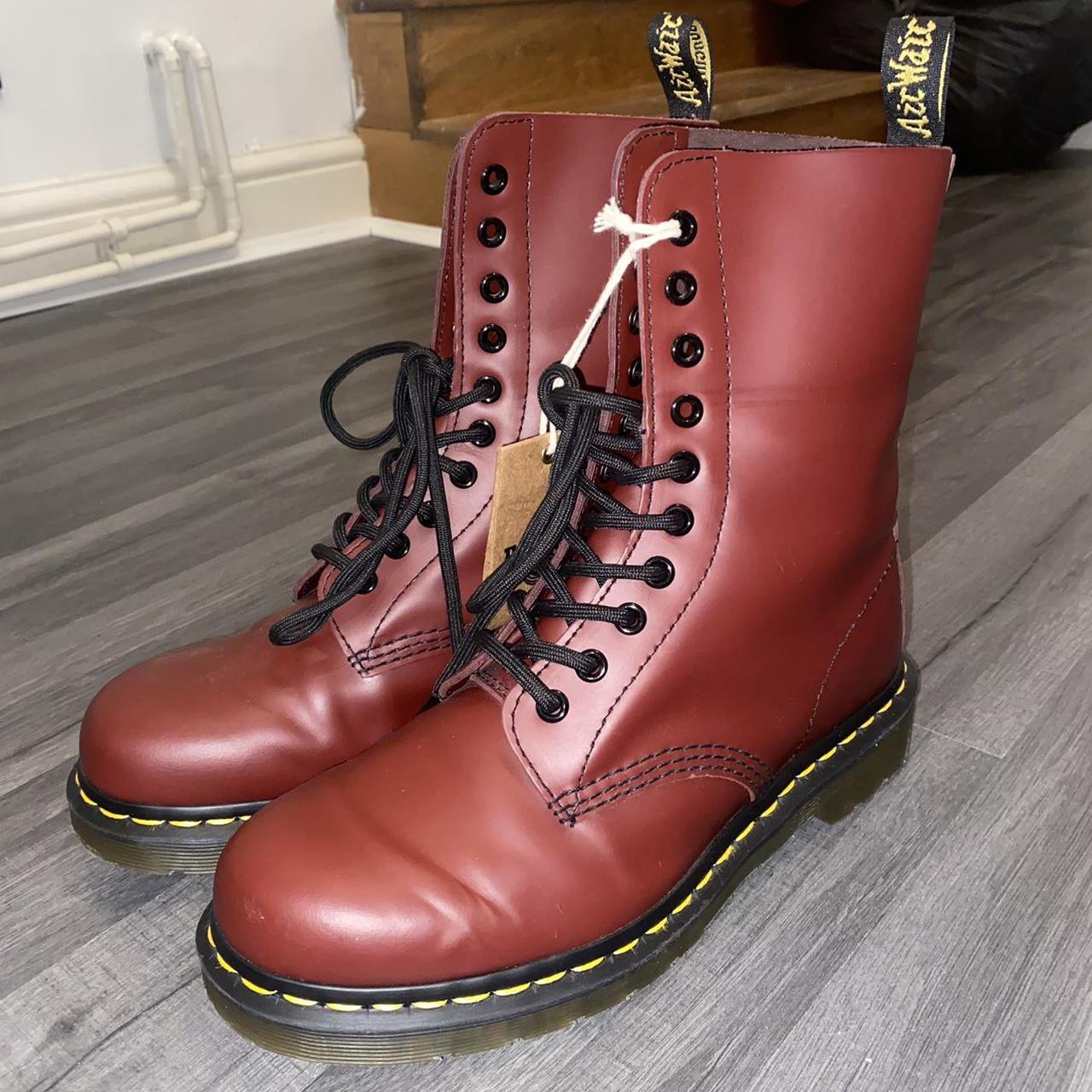 Cherry red smooth doc martens best sale