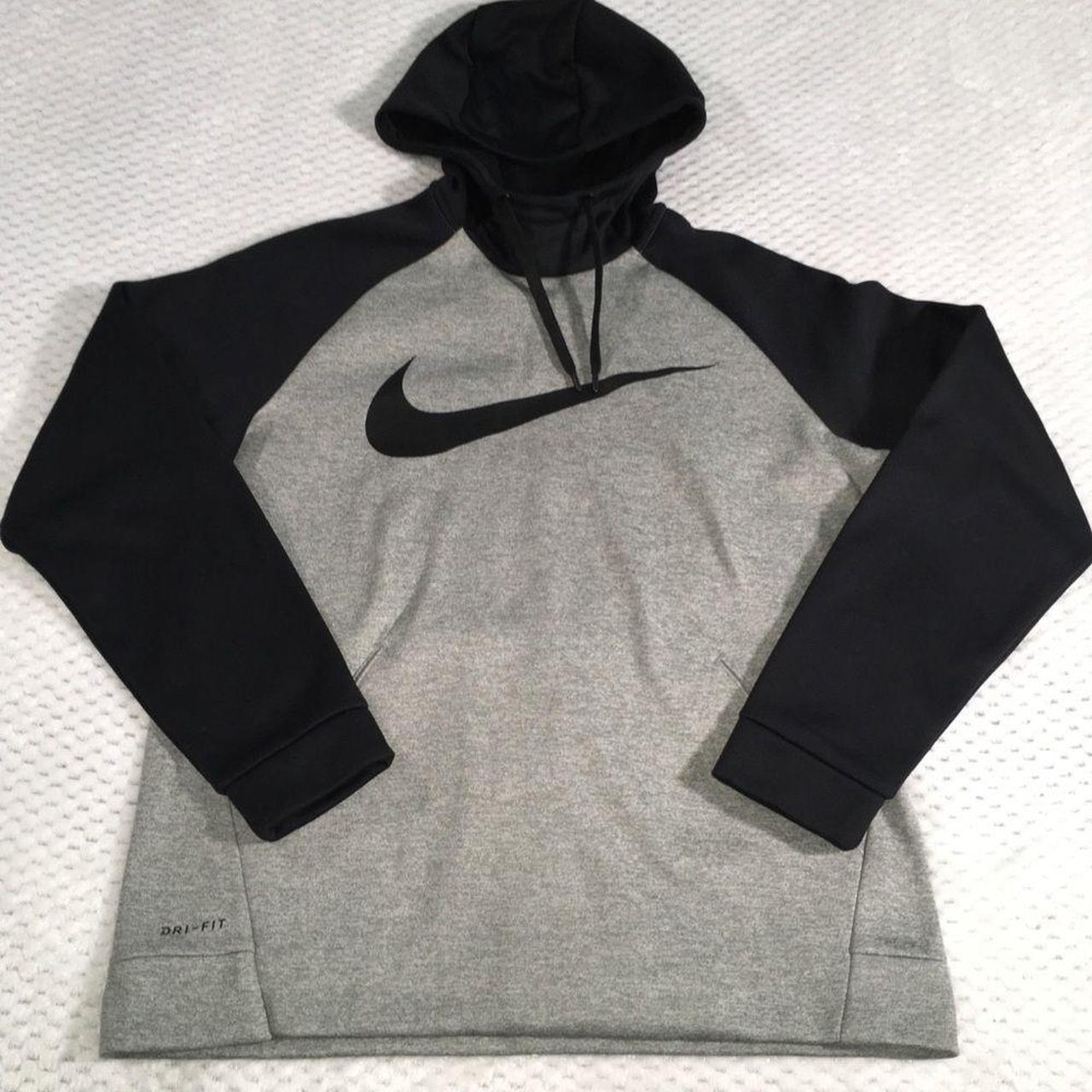 Nike Hoodie Dri-Fit Gray & Black Size Medium Hand... - Depop