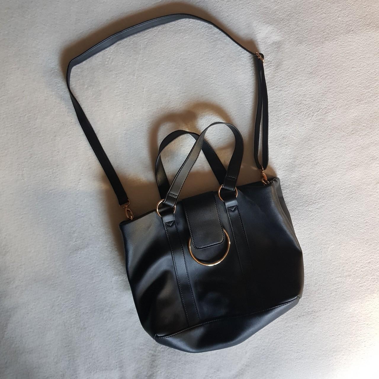 Black faux leather shoulder / cross body bag.... Depop