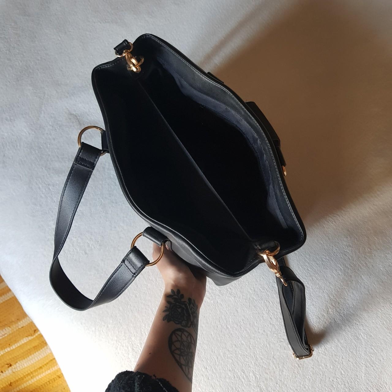 Black faux leather shoulder / cross body bag.... Depop
