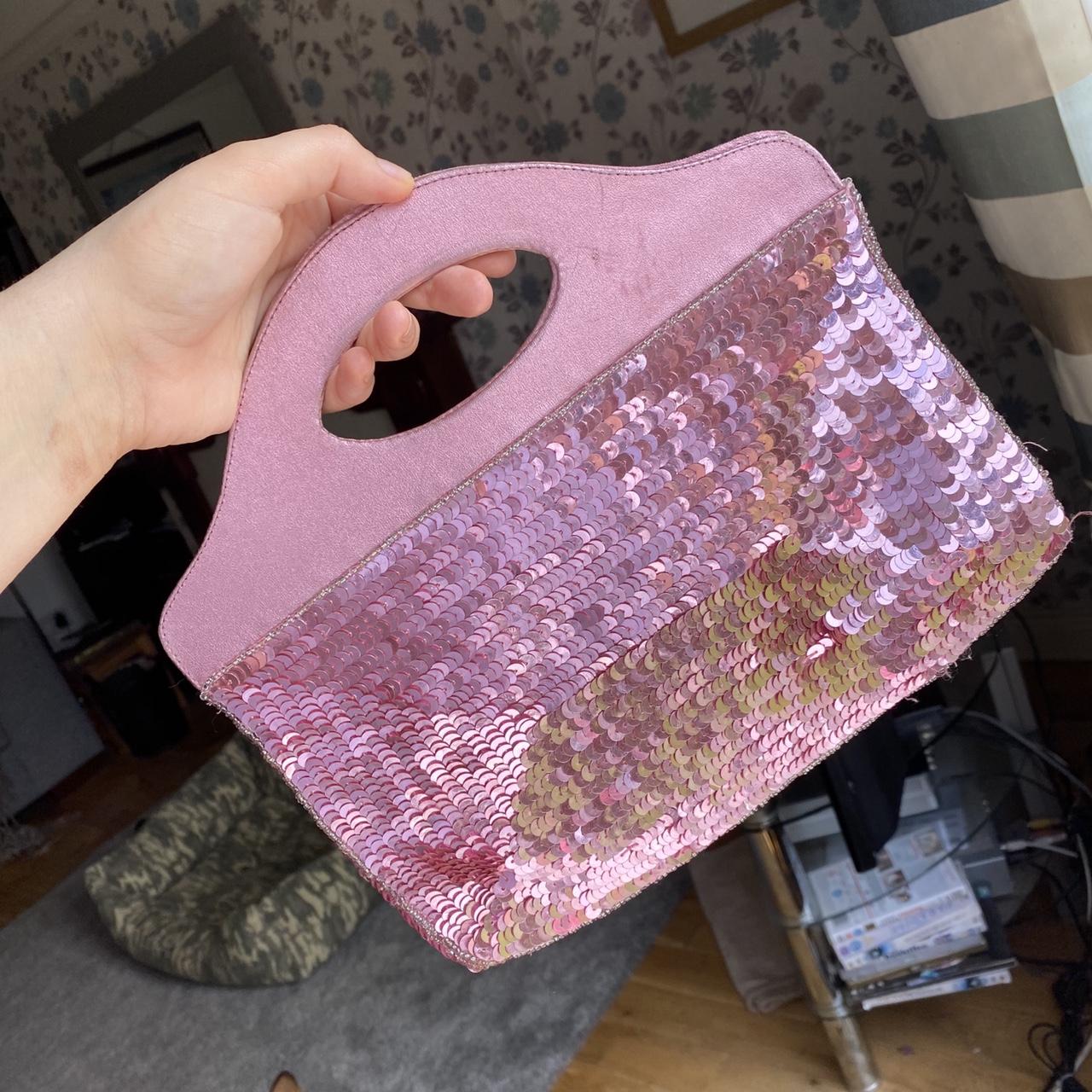 Early 2000s Accessorize pink sequin clutch bag.... - Depop