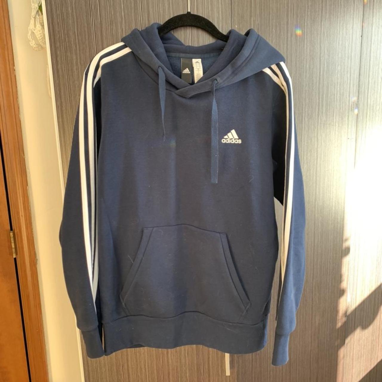 Navy and white adidas hoodie Free shipping on... - Depop