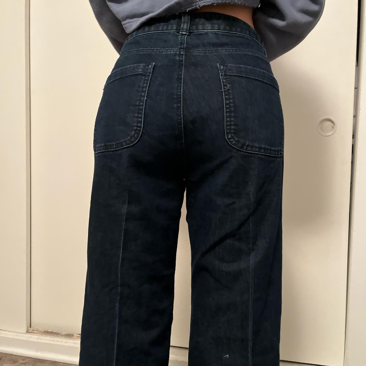 Vintage Dark wash flare jeans. Pinned back in photo. - Depop