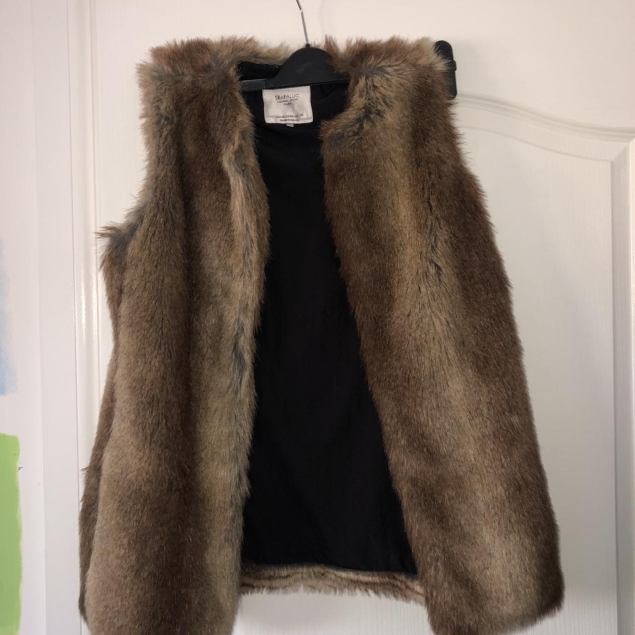 Zara trafaluc faux fur gilet in brown size m, - Main Image