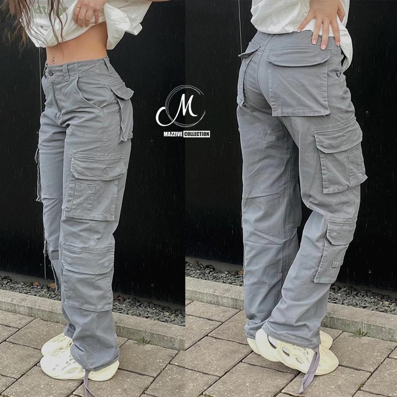 👖 Vintage Cargo Pants Baggy Jeans Women Fashion 90s... Depop