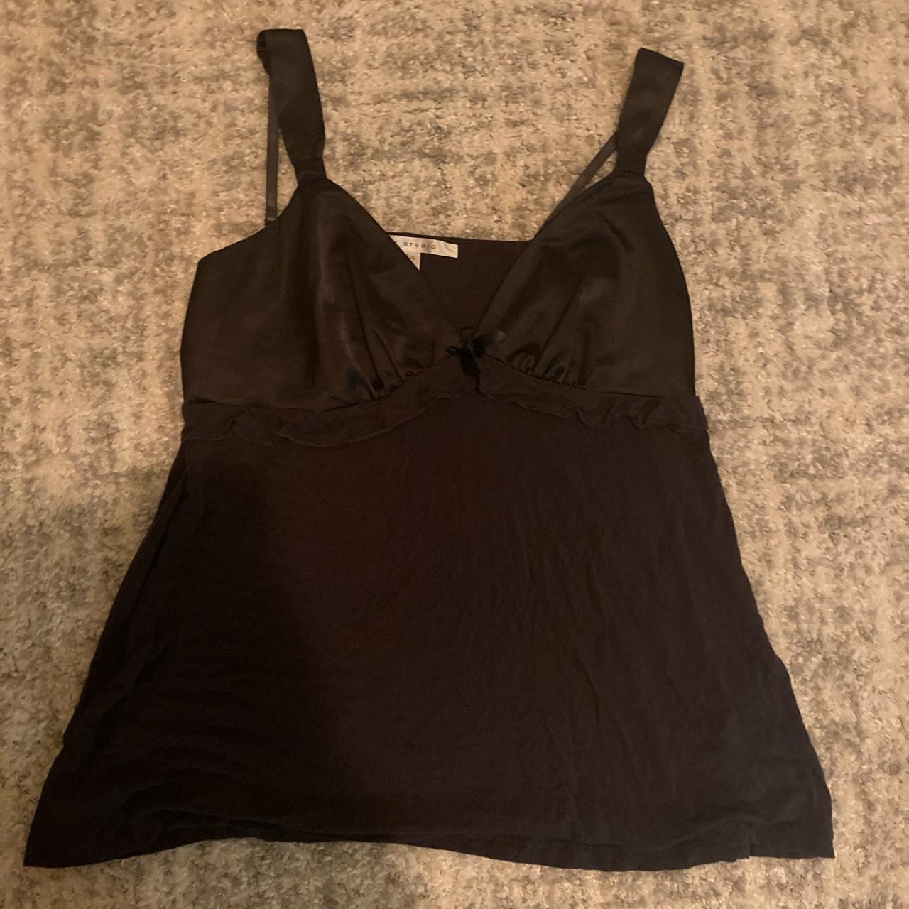 really cute brown y2k top with bow. top part is... - Depop