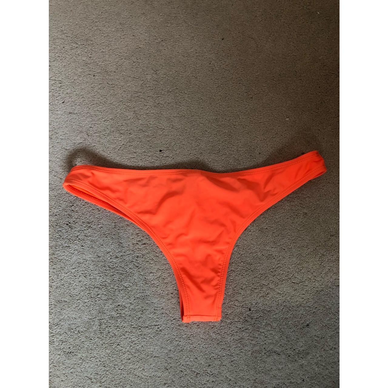 - Bright orange thong bikini bottom - Never worn -... - Depop