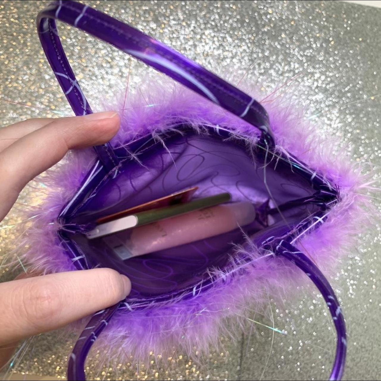 Glam Purple y2k Vinyl Micro Purse Tiny fur and... - Depop