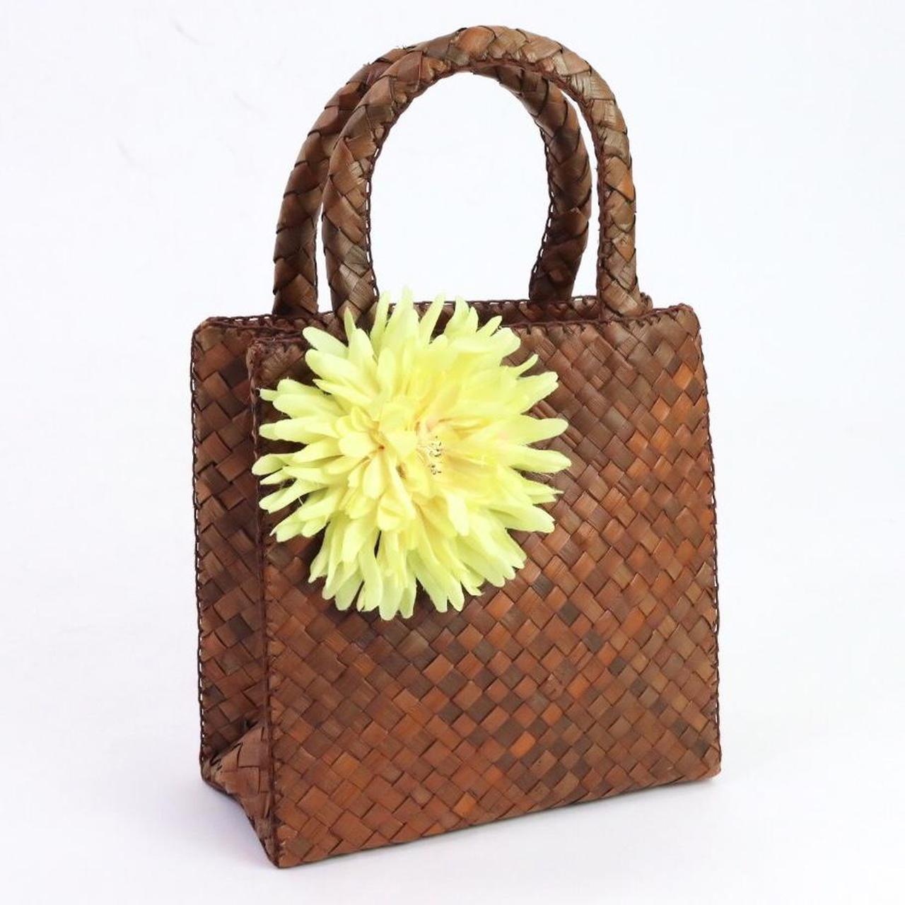 Mini Wicker Handbag Y2K Vintage Chrysanthemum... Depop