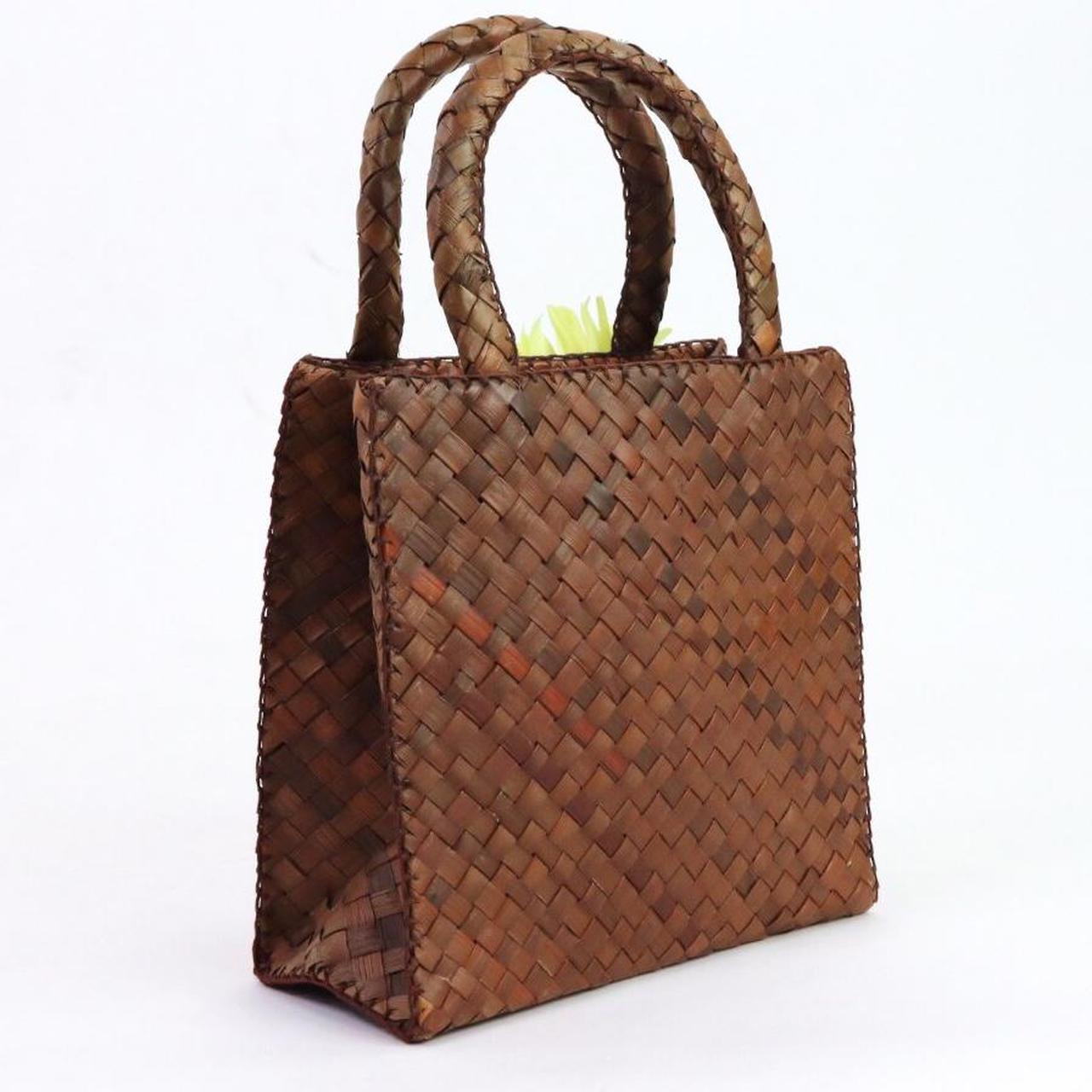 Mini Wicker Handbag Y2K Vintage Chrysanthemum... Depop