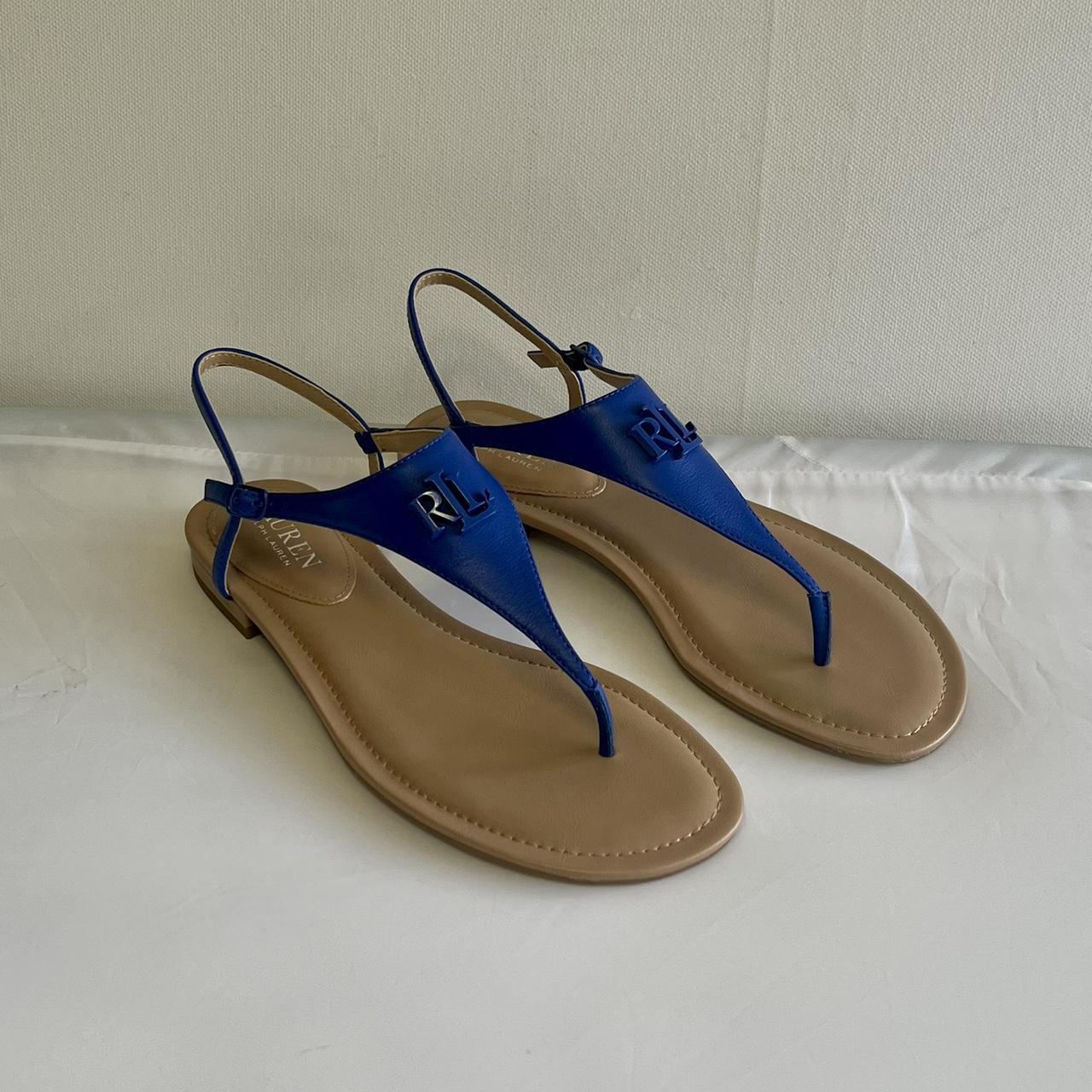 Navy blue leather Ralph Lauren sandals. Size 5 UK... Depop