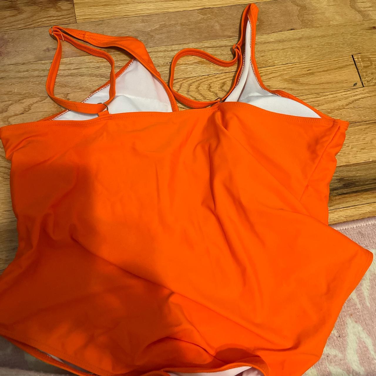 Shein Curve + Plus Women's Orange Swimsuit-one-piece | Depop