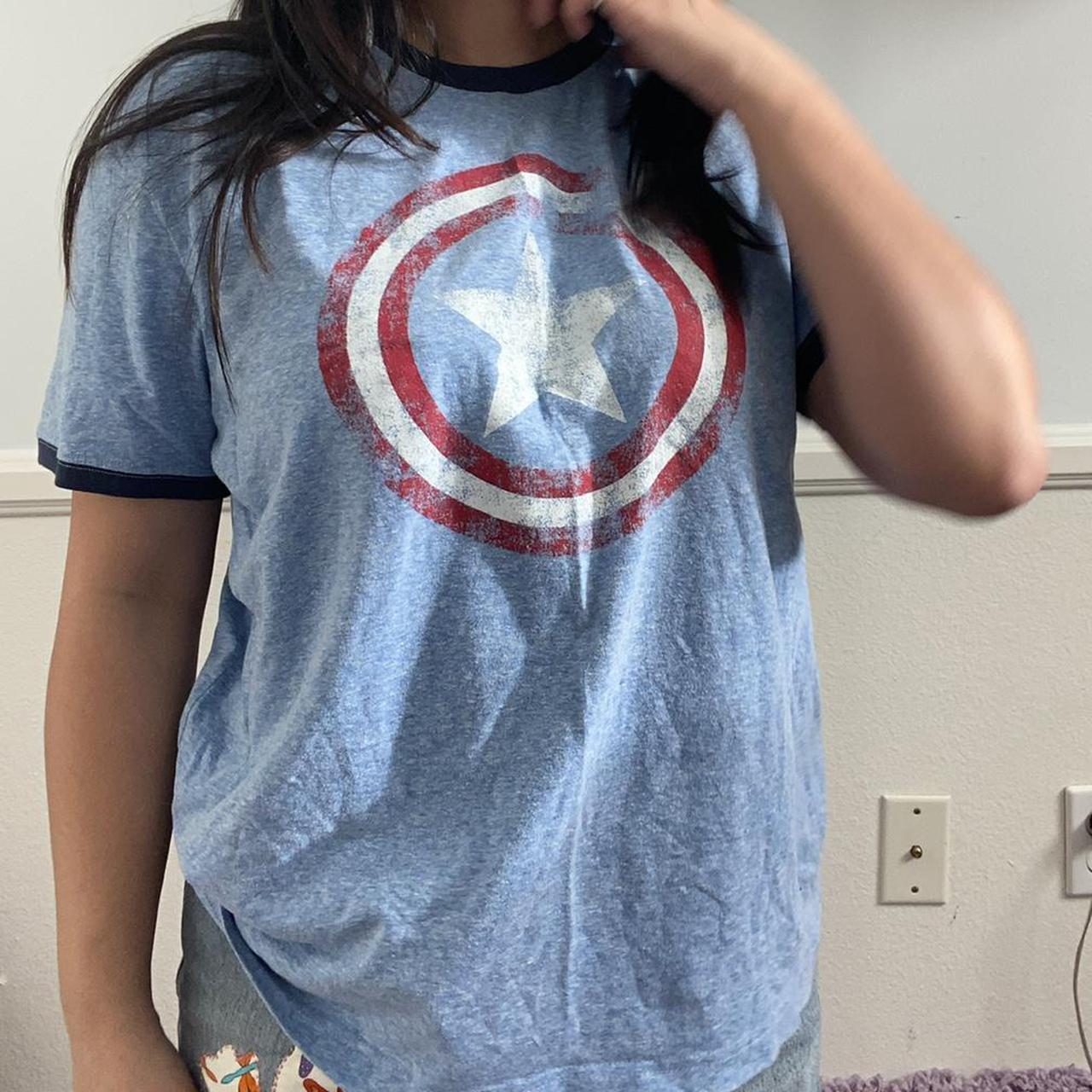 marvel xl mens captain america shirt, fun for disney... - Depop