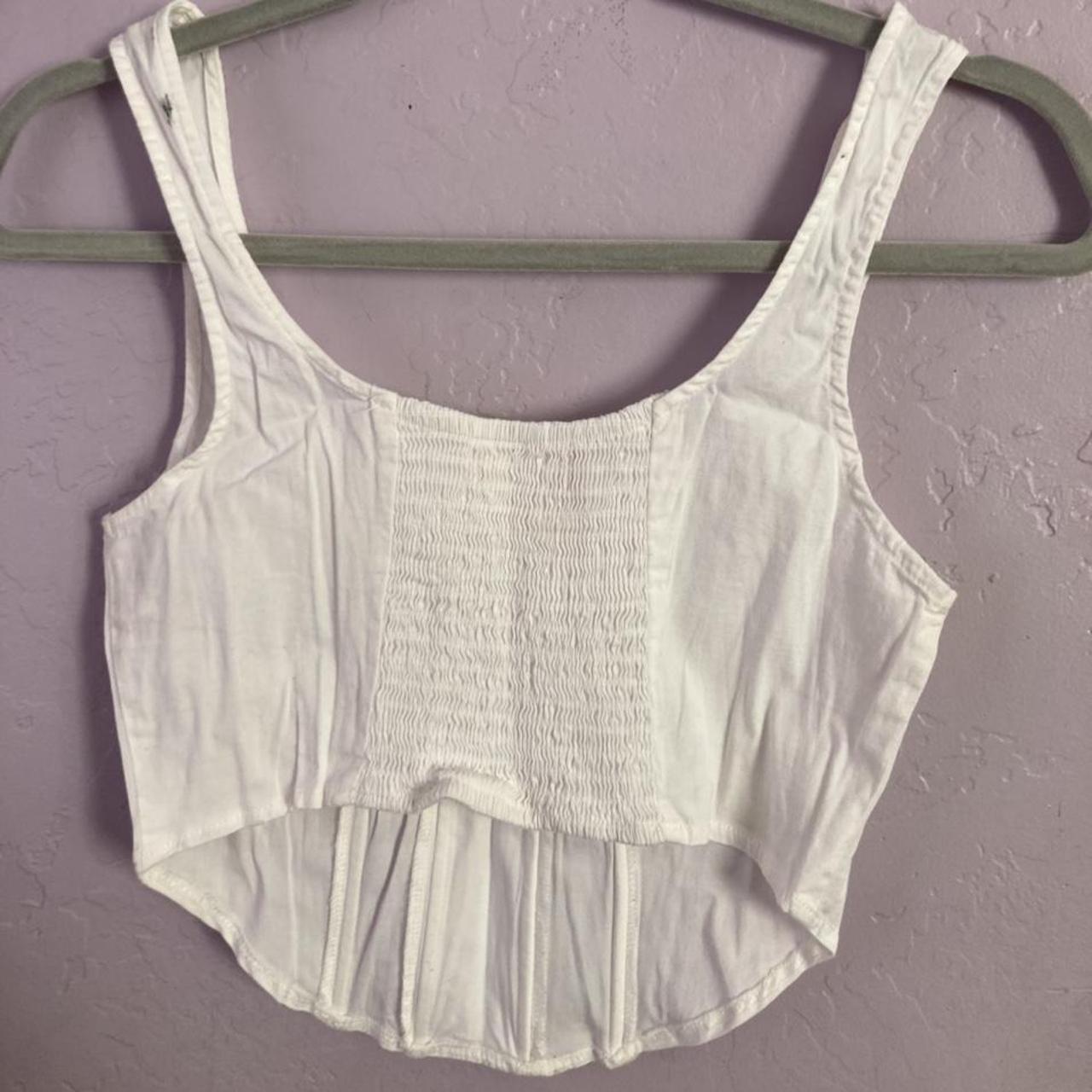 White comfortable corset top with stretchy elastic... Depop