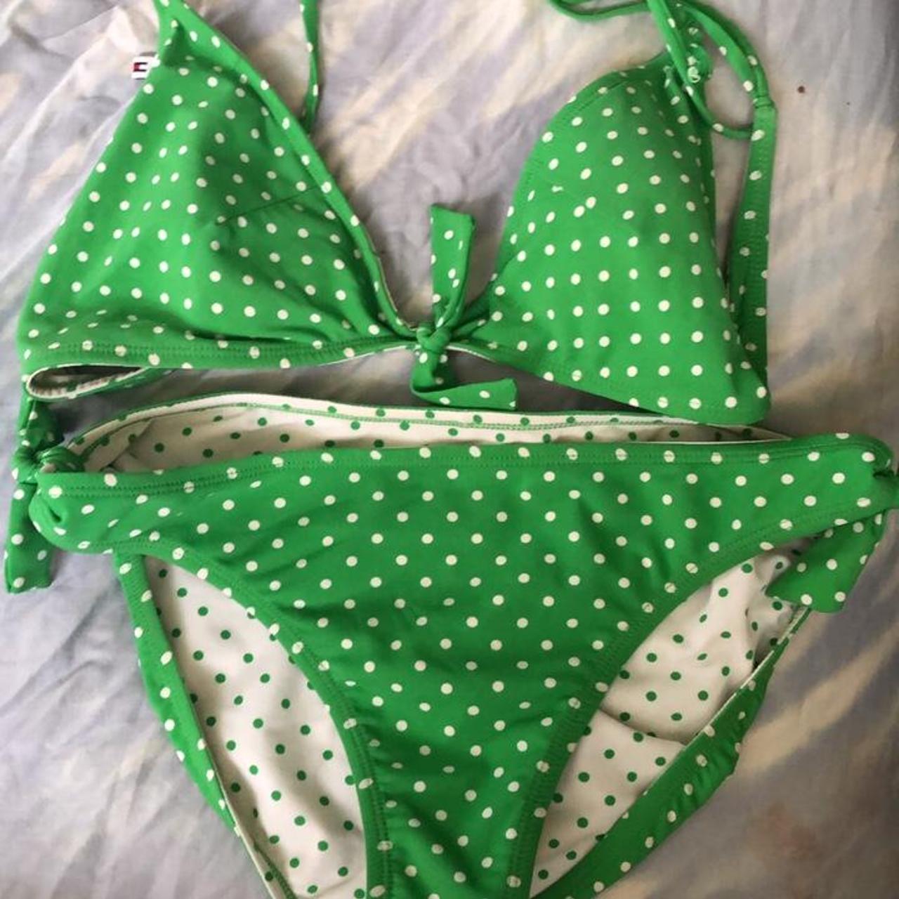 Tommy Hilfiger Women S White And Green Bikinis And Tankini Sets Depop