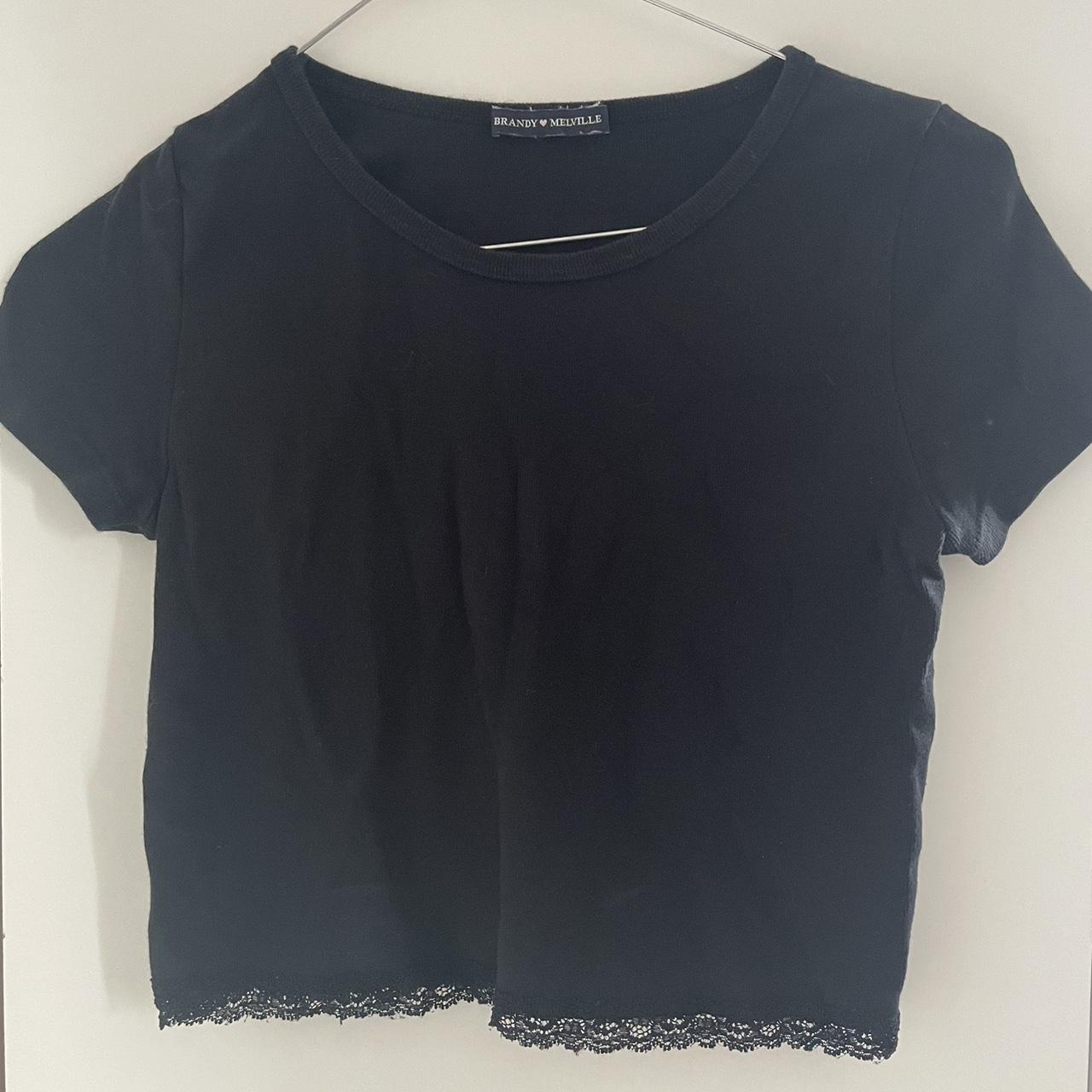 brandy melville black lace ashlyn crop tee 🤍 -great... - Depop