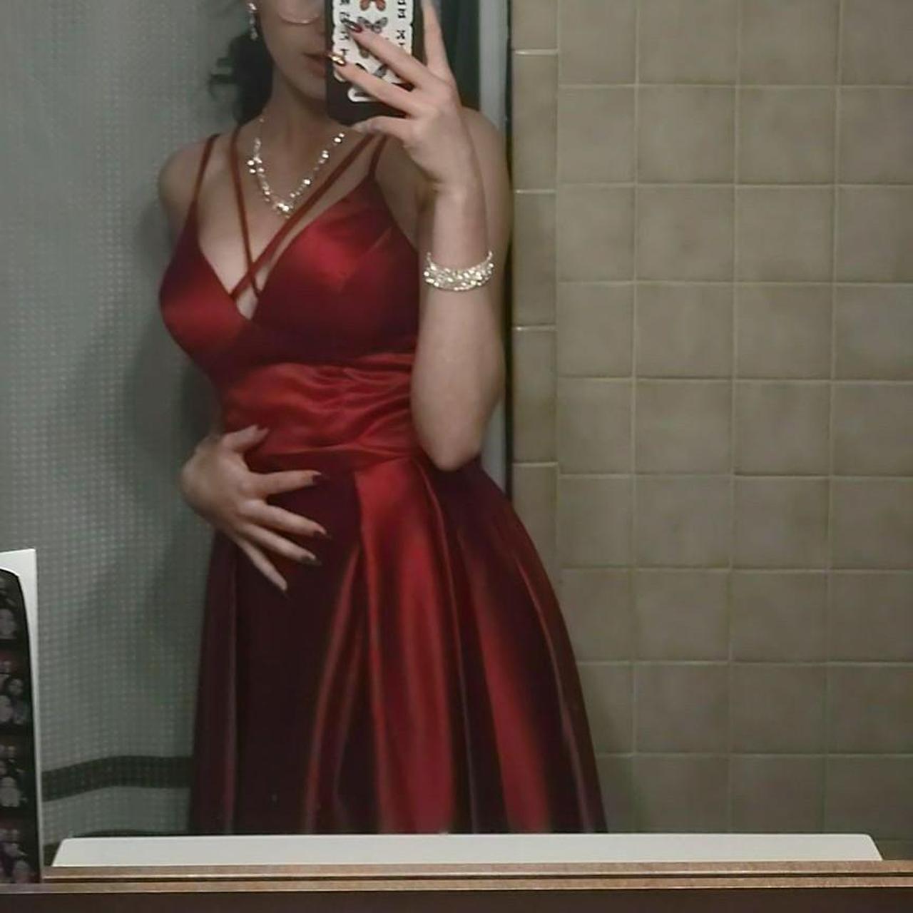 Red Flowing Satin Dress Worn Once No Stains Or Depop