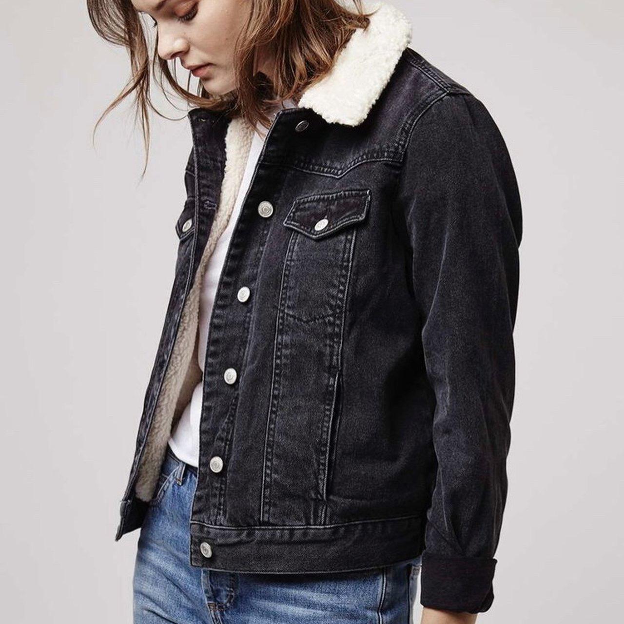 Borg lined black denim jacket best sale