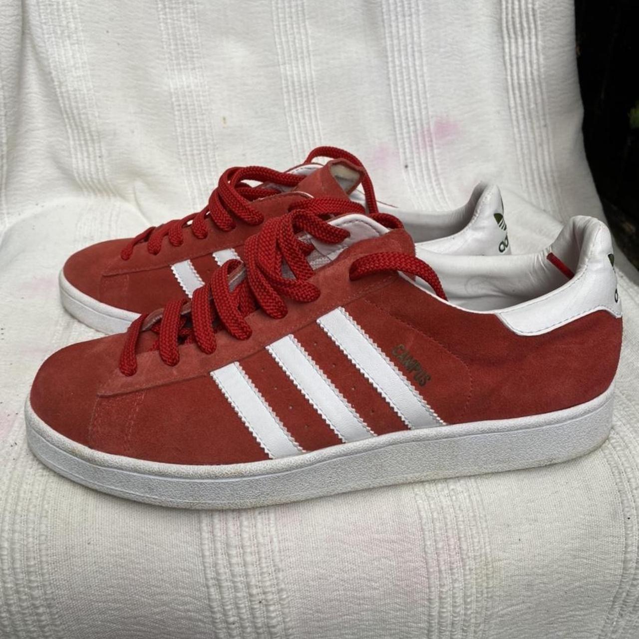Adidas Campus Red size uk 9.5. I’ve had these in my... - Depop