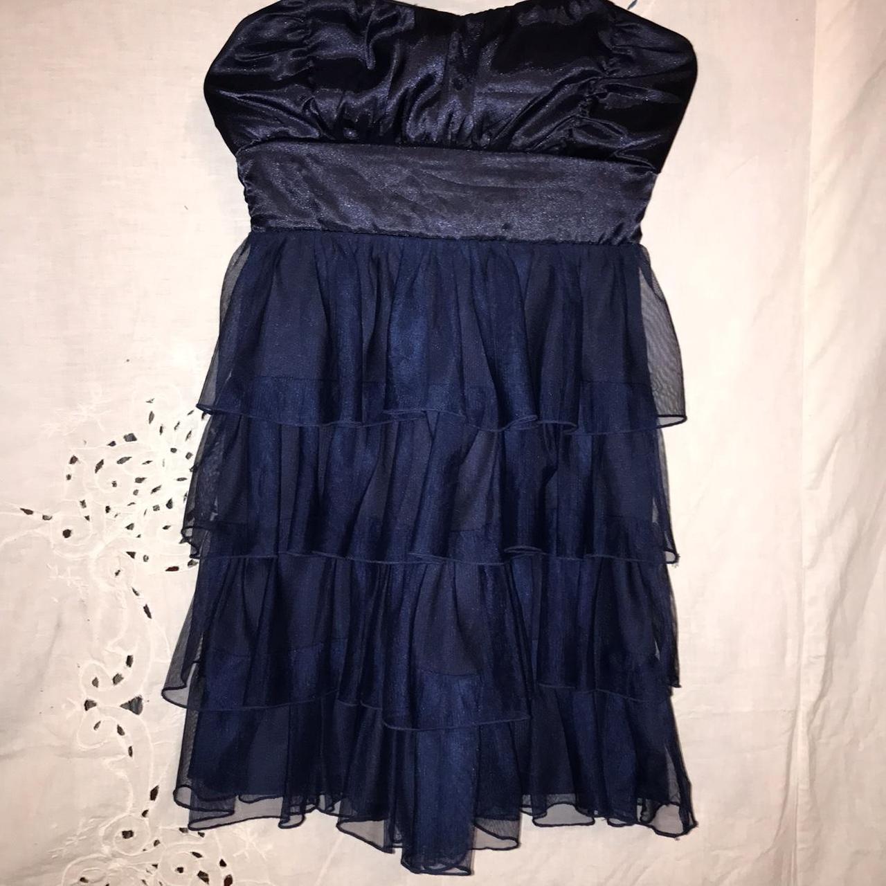 Strapless midnight blue layered dress for dance,... - Depop