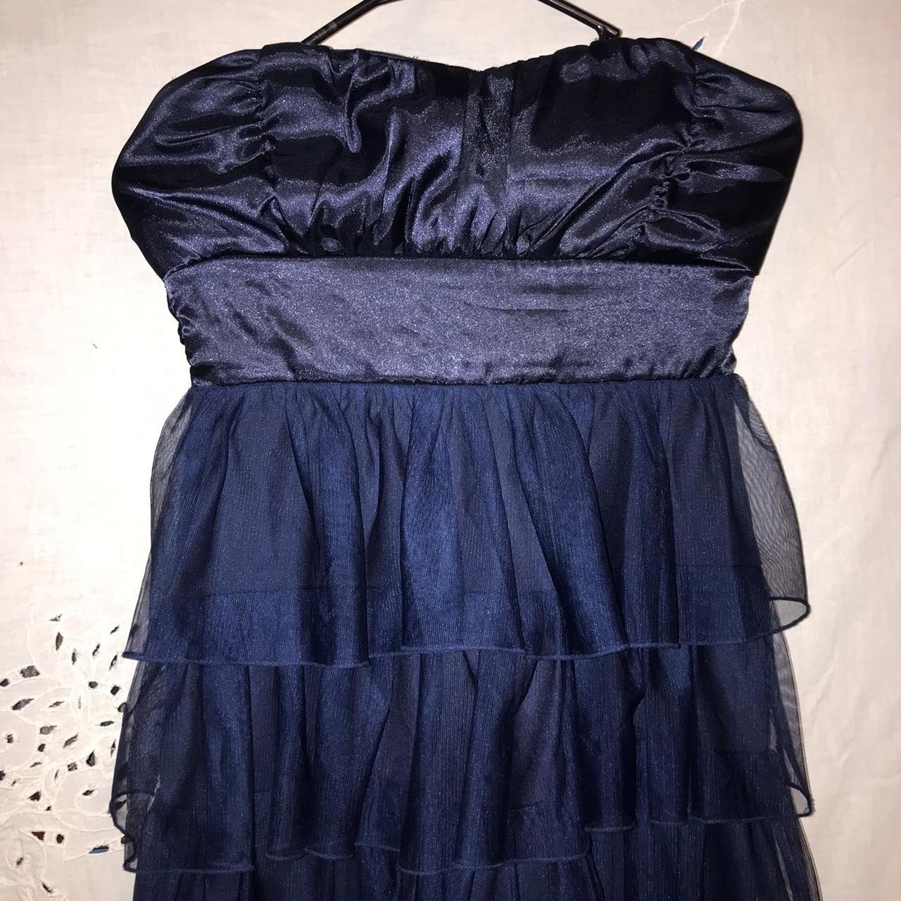 Strapless midnight blue layered dress for dance,... - Depop