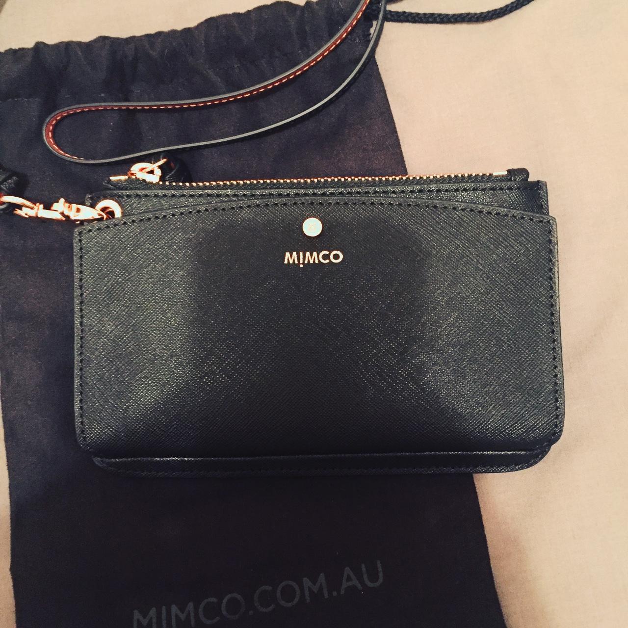 Mimco passport lanyard, black saffiano leather with... Depop