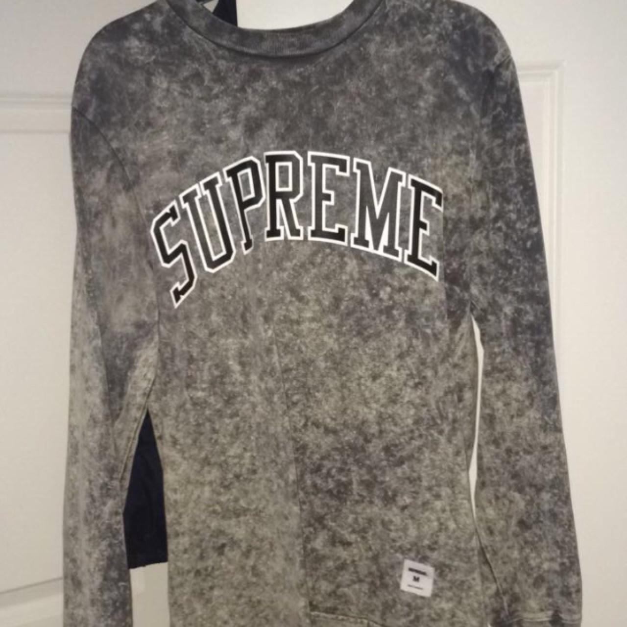 Supreme acid wash long sleeve tee grey size m, never... - Depop