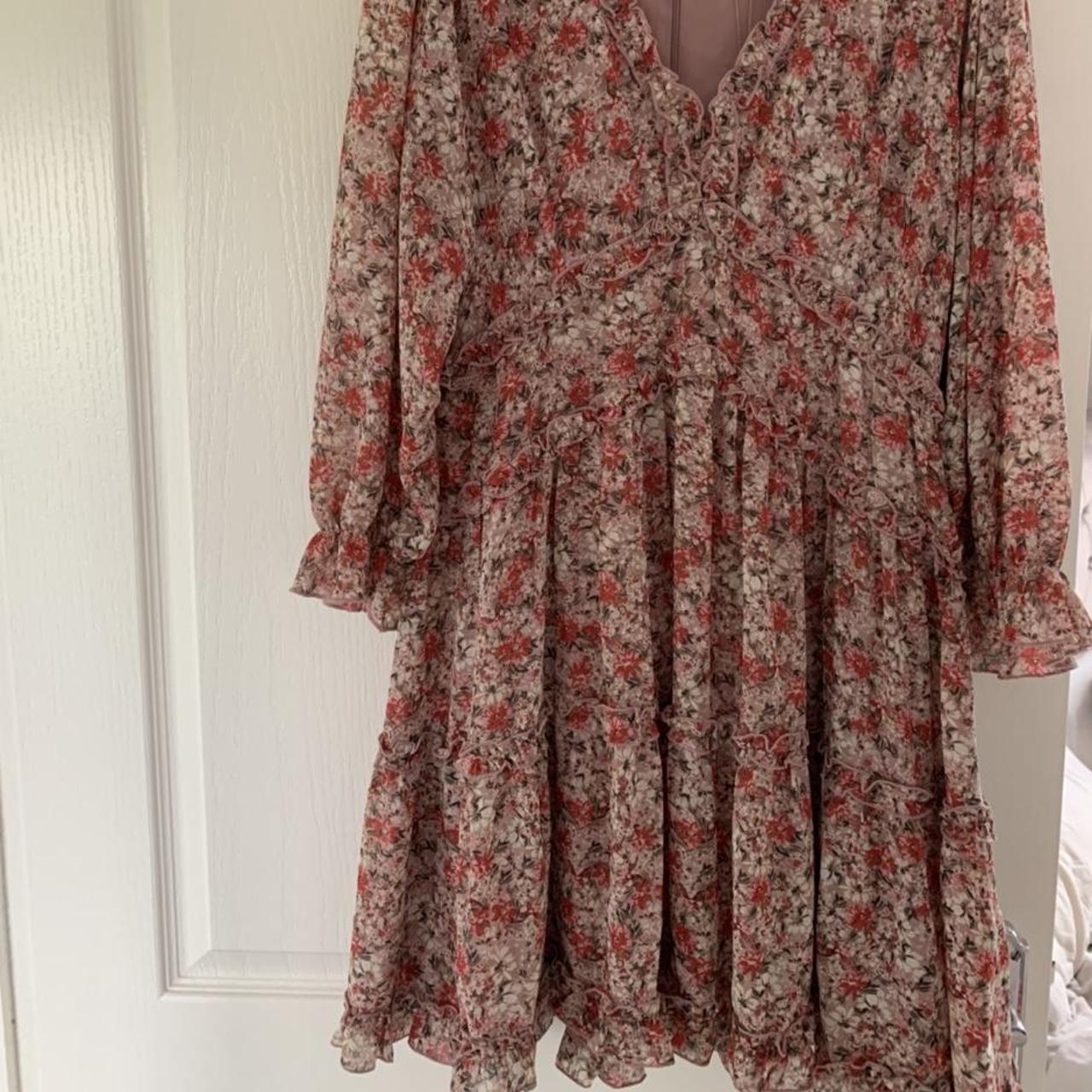 Brand new Apricot floral dress with tag Knee length... - Depop