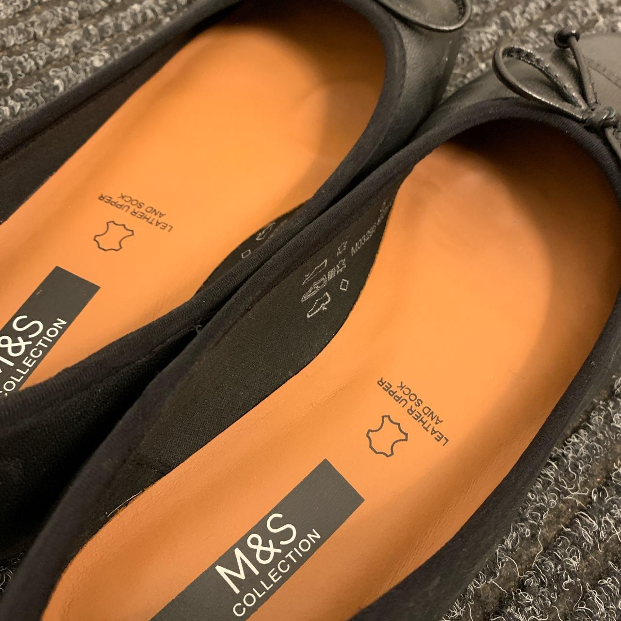 Marks and Spencer black leather ballet flat shoes -... - Depop