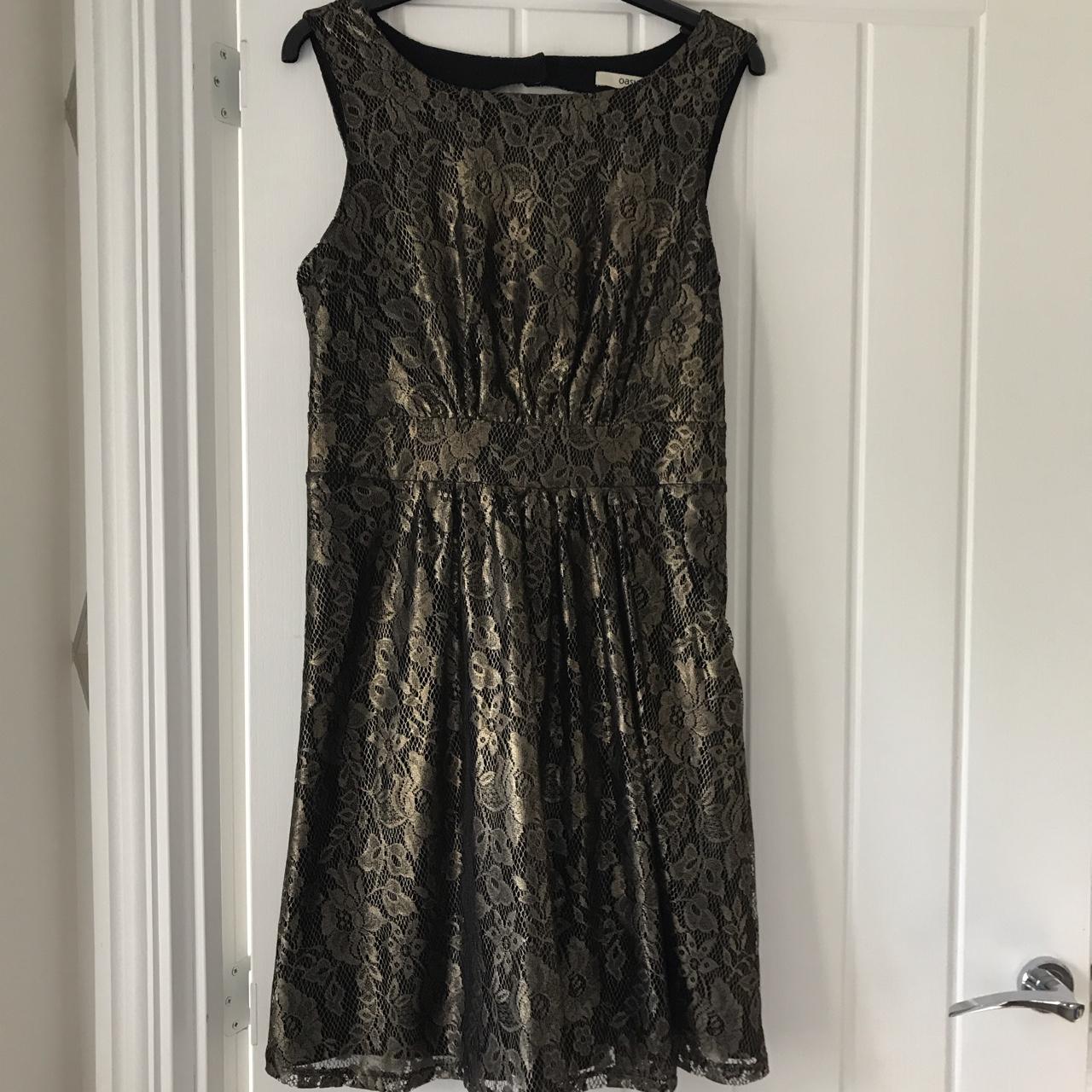 Oasis black 2024 and gold dress